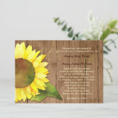 Wasserfarben Sonnenblumen Hochzeit auf dem Land Einladung (Stehend Vorderseite)