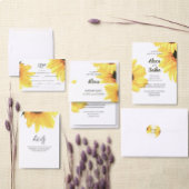 Wasserfarben Sonnenblumen Hochzeit Einladung Postk Postkarte