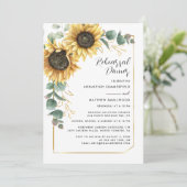 Wasserfarben Sonnenblumen Hochzeitessen Probe Einladung (Stehend Vorderseite)