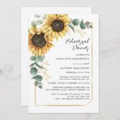 Wasserfarben Sonnenblumen Hochzeitessen Probe Einladung (Vorne/Hinten)