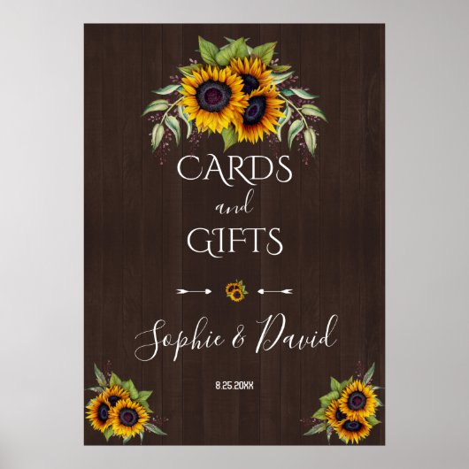 Wasserfarben Sonnenblumen Holzkarten & Geschenke H Poster (Vorne)