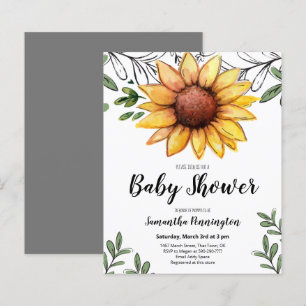 Wasserfarben Sonnenblumen Kinderdusche Einladung