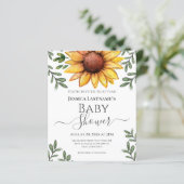 Wasserfarben Sonnenblumen Kinderdusche Einladung (Stehend Vorderseite)