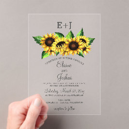 Wasserfarben Sonnenblumen Land Rustikale Hochzeit Acryleinladungen