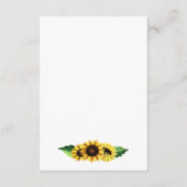 Wasserfarben Sonnenblumen Land Rustikale Hochzeit Begleitkarte (Rückseite)