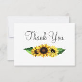 Wasserfarben Sonnenblumen Land Rustikale Hochzeit Dankeskarte (Vorderseite)