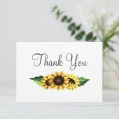 Wasserfarben Sonnenblumen Land Rustikale Hochzeit Dankeskarte (Stehend Vorderseite)