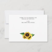 Wasserfarben Sonnenblumen Land Rustikale Hochzeit Dankeskarte (Rückseite)