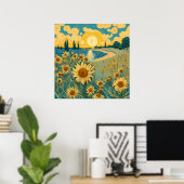 Wasserfarben Sonnenblumen Landschaft im Van-Gogh-S Poster (Heimbüro)