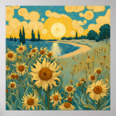 Wasserfarben Sonnenblumen Landschaft im Van-Gogh-S Poster (Vorne)