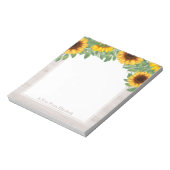 Wasserfarben Sonnenblumen mit Textupen aus Holz Notizblock (Rotiert)