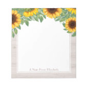 Wasserfarben Sonnenblumen mit Textupen aus Holz Notizblock (Vorderseite)