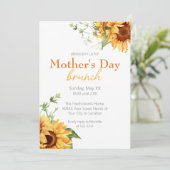 Wasserfarben Sonnenblumen Muttertag Brunch Einladung (Stehend Vorderseite)