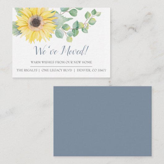 Wasserfarben Sonnenblumen Neue Zuhause Moving Ankü Begleitkarte (Vorne/Hinten)