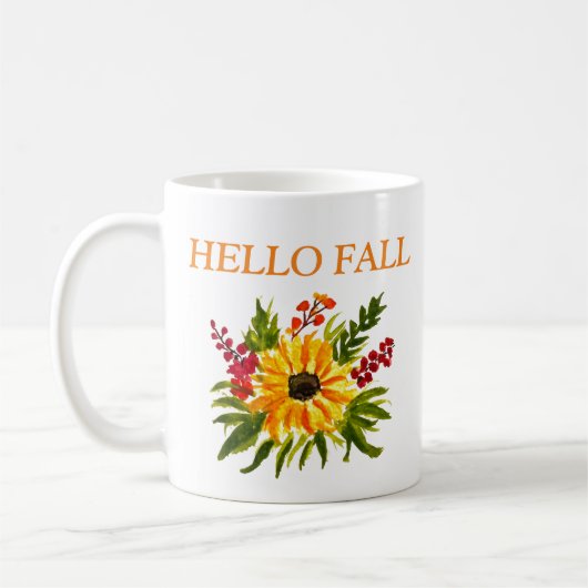 Wasserfarben Sonnenblumen Niedlich Herbst Rustikal Kaffeetasse (Links)