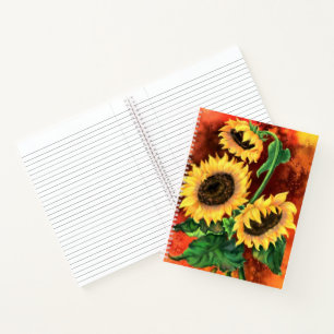 Wasserfarben-Sonnenblumen-Notebook Notizblock