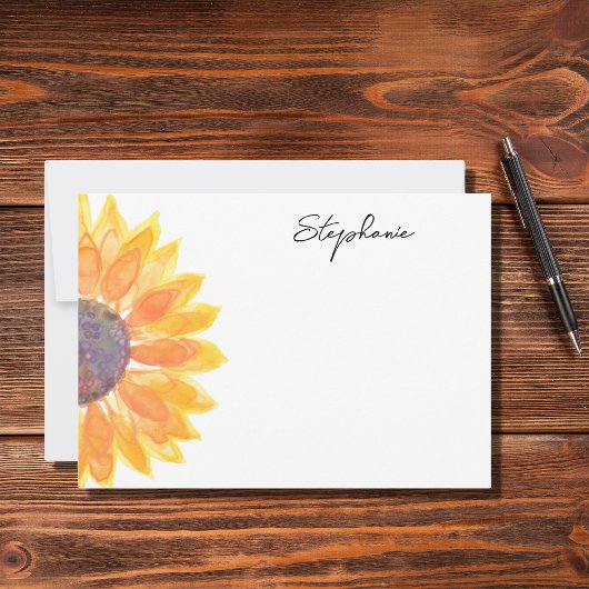 Wasserfarben Sonnenblumen Personalisiert Mitteilungskarte