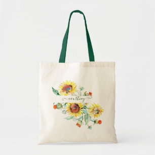 Wasserfarben-Sonnenblumen personalisierte Tragetas Tragetasche