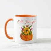 Wasserfarben Sonnenblumen Pumpkin Herbst Rustikale Tasse (Links)