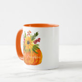Wasserfarben Sonnenblumen Pumpkin Herbst Rustikale Tasse (Vorderseite Links)