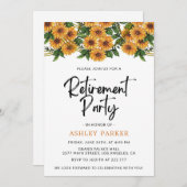 Wasserfarben Sonnenblumen Rente Einladung (Vorne/Hinten)