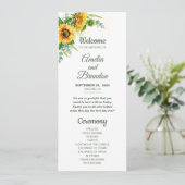 Wasserfarben Sonnenblumen Rustikales Hochzeitsprog (Stehend Vorderseite)