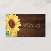 Wasserfarben Sonnenblumen Rustikales Holz Details Begleitkarte (Vorderseite)