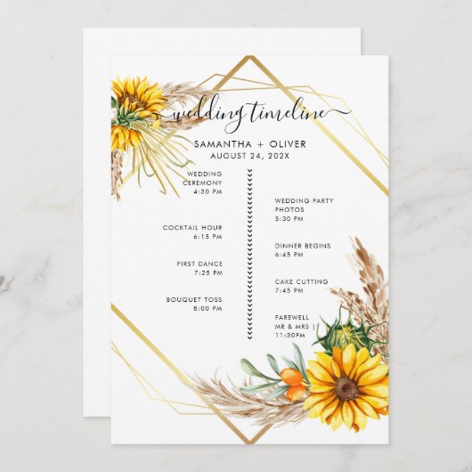 Wasserfarben Sonnenblumen Rustikales Programm (Vorne/Hinten)