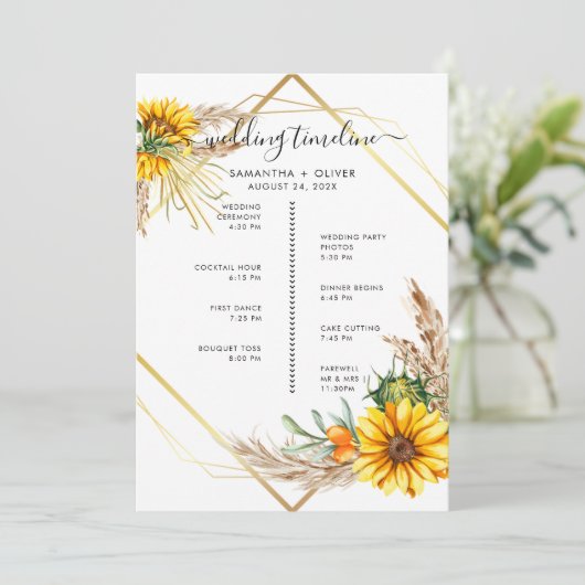 Wasserfarben Sonnenblumen Rustikales Programm (Stehend Vorderseite)