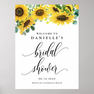 Wasserfarben-Sonnenblumen-Sommer-Brautjunggesellin Poster