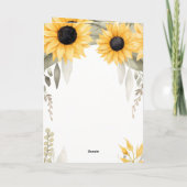 Wasserfarben Sonnenblumen Tiefes Beileid Karte (Rückseite)