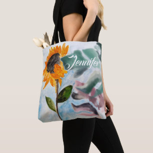 Wasserfarben Sonnenblumen Tropisches botanisches G Tasche