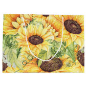Wasserfarben Sonnenblumen und große Grünflächen Geschenktüte (Rückseite)