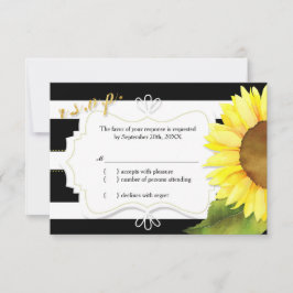 Wasserfarben Sonnenblumen und Streifen Hochzeit RS RSVP Karte