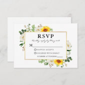 Wasserfarben Sonnenblumen Weiße Blütengoldblüte Ho RSVP Karte (Vorne/Hinten)