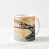 Wasserfarben-Sonnenuntergang: Sydney Harbour Brill Kaffeetasse (VorderseiteRechts)