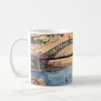 Wasserfarben-Sonnenuntergang: Sydney Harbour Brill Kaffeetasse