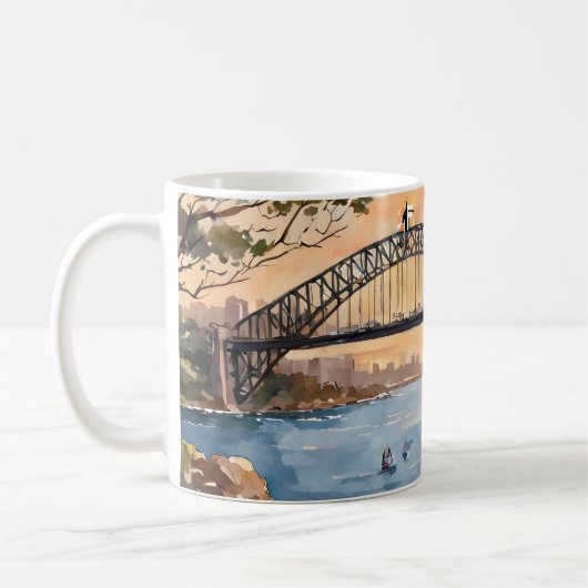 Wasserfarben-Sonnenuntergang: Sydney Harbour Brill Kaffeetasse (Links)