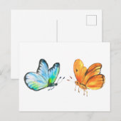 Wasserfarben Sonnenuntergang und Meeresschmetterli Postkarte (Vorne/Hinten)