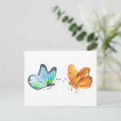 Wasserfarben Sonnenuntergang und Meeresschmetterli Postkarte (Stehend Vorderseite)