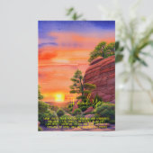 Wasserfarben Sonnenuntergang und rote Felsen indiv Karte (Stehend Vorderseite)