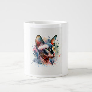 Wasserfarben-Sphynx-Katze Künstliches Portrait Jumbo-Tasse