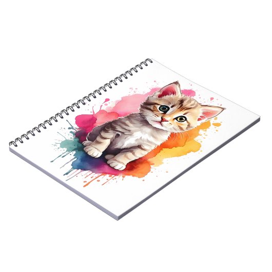 Wasserfarben Splash Art Kitchen Cat Spritzer Paint Notizblock (Linke Seite)