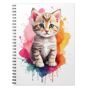 Wasserfarben Splash Art Kitchen Cat Spritzer Paint Notizblock