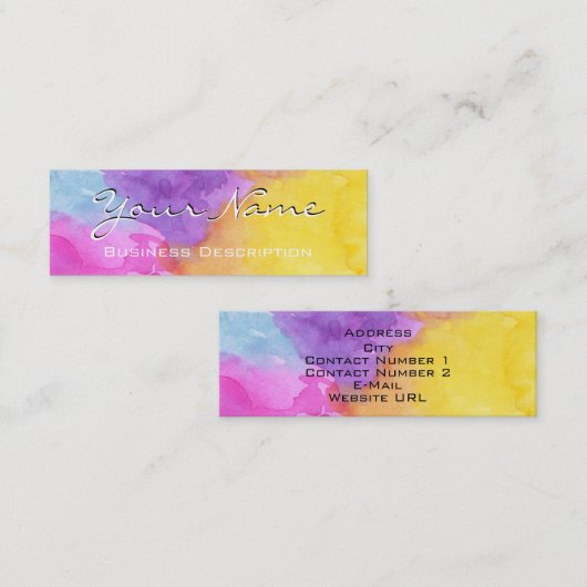 Wasserfarben-Splash-Visitenkarte Mini Visitenkarte (Vorne/Hinten)