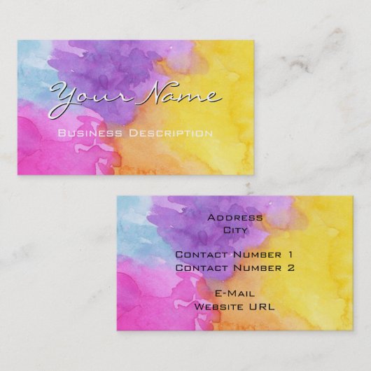 Wasserfarben-Splash-Visitenkarte Visitenkarte (Vorne/Hinten)