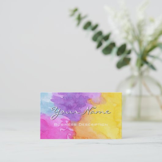 Wasserfarben-Splash-Visitenkarte Visitenkarte (Stehend Vorderseite)