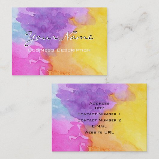 Wasserfarben-Splash-Visitenkarte Visitenkarte (Vorne/Hinten)