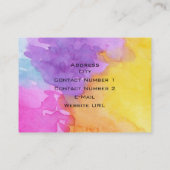 Wasserfarben-Splash-Visitenkarte Visitenkarte (Rückseite)