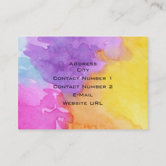 Wasserfarben-Splash-Visitenkarte Visitenkarte (Rückseite)